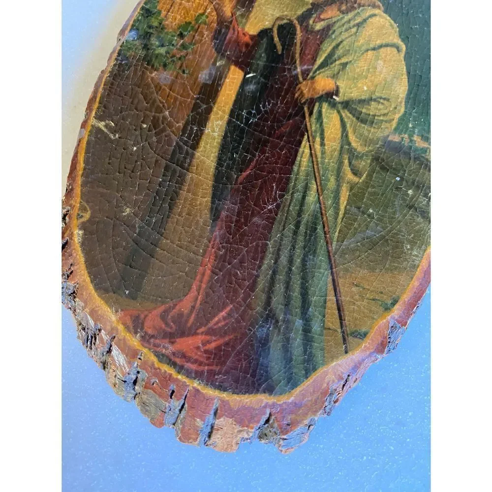 Vintage 60s Decoupage on Wood CHRIST Knocking at the Door